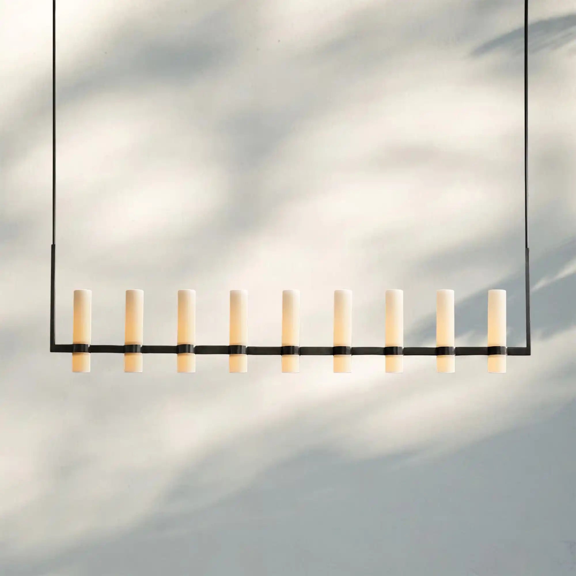 Ravalla Linear Milk Glass Chandelier 59'' 71'' - Blushlighting