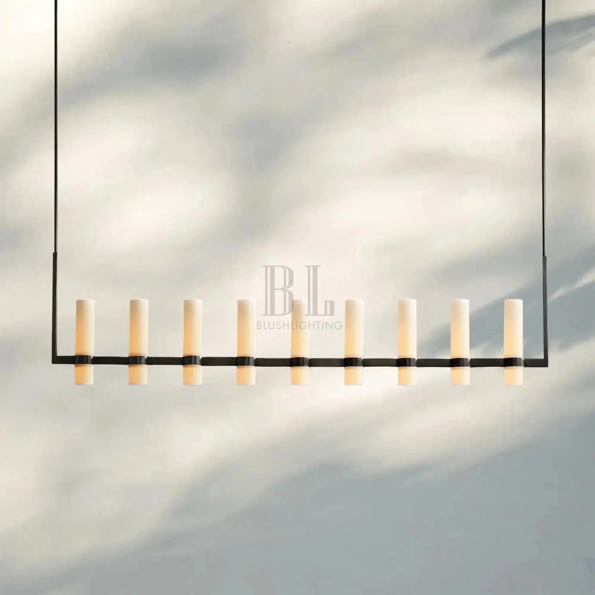 Ravalla Linear Milk Glass Chandelier 59'' 71'' - Blushlighting