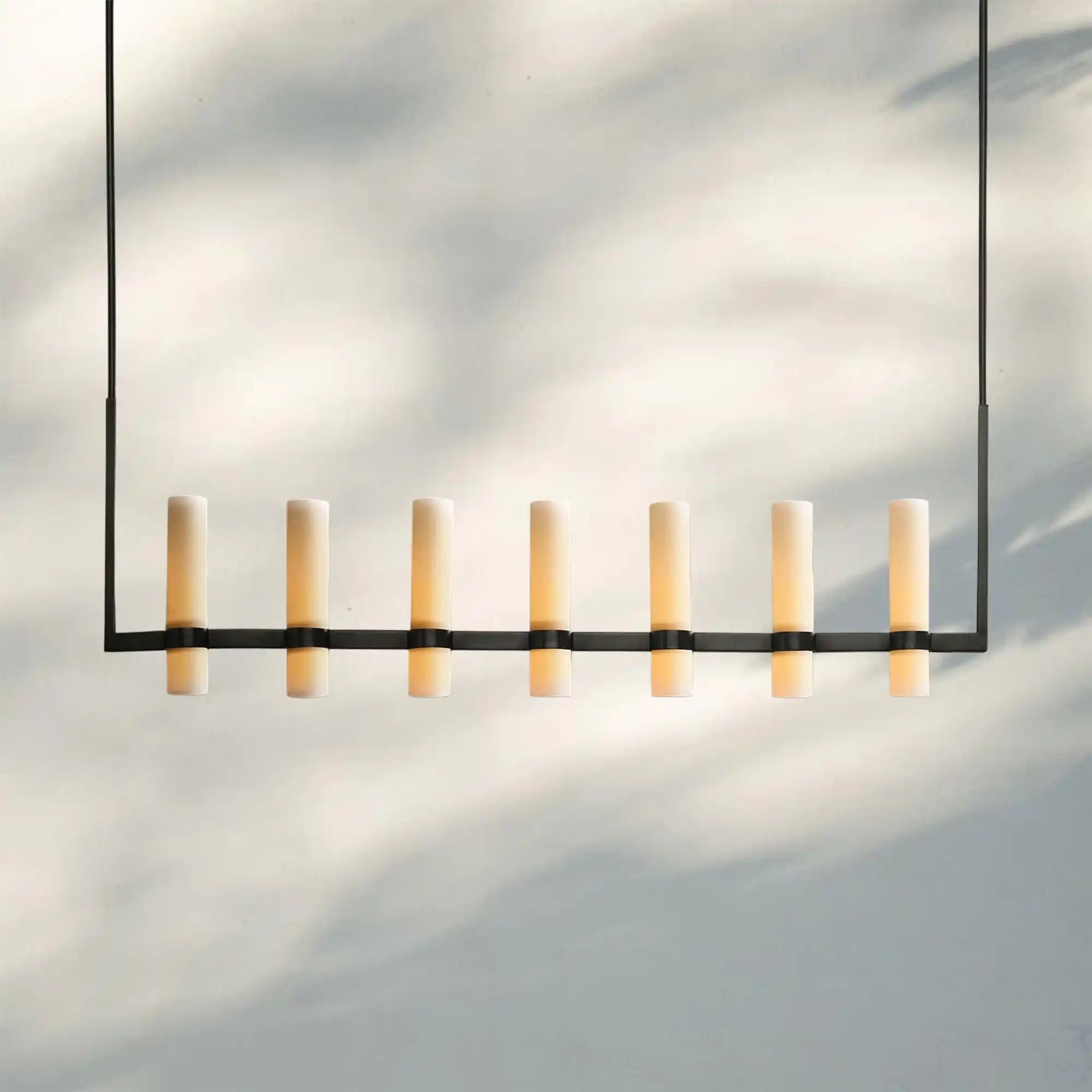 Ravalla Linear Milk Glass Chandelier 59'' 71'' - Blushlighting