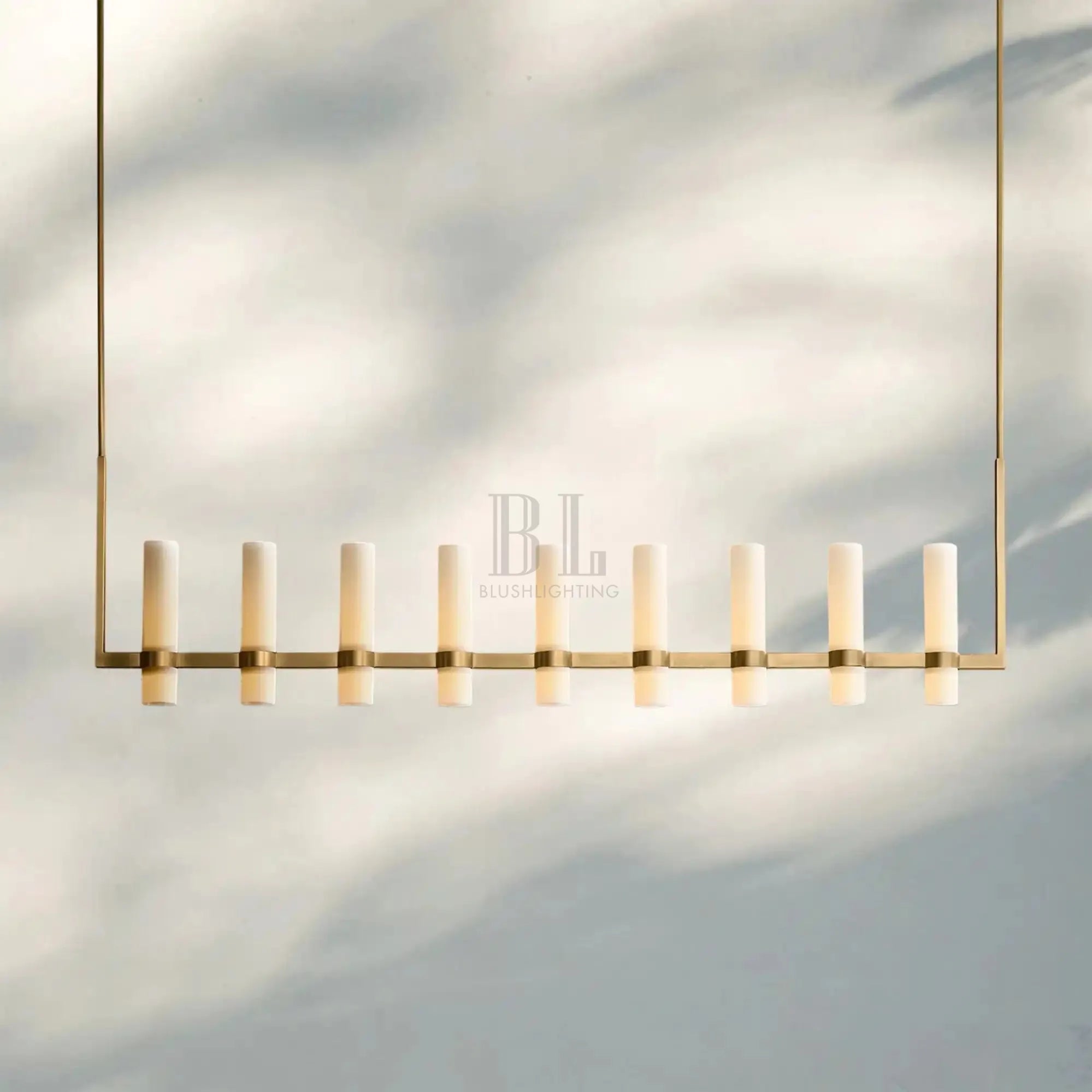 Ravalla Linear Milk Glass Chandelier 59'' 71'' - Blushlighting