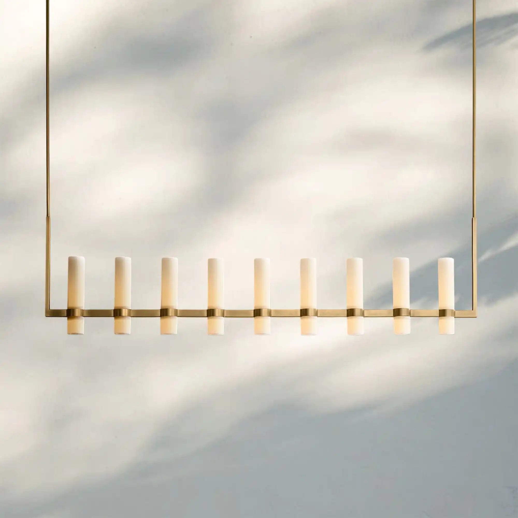 Ravalla Linear Milk Glass Chandelier 59'' 71'' - Blushlighting