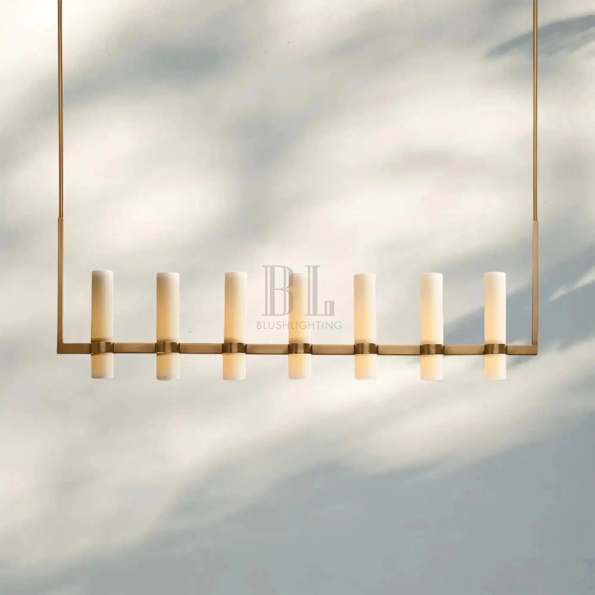 Ravalla Linear Milk Glass Chandelier 59'' 71'' - Blushlighting