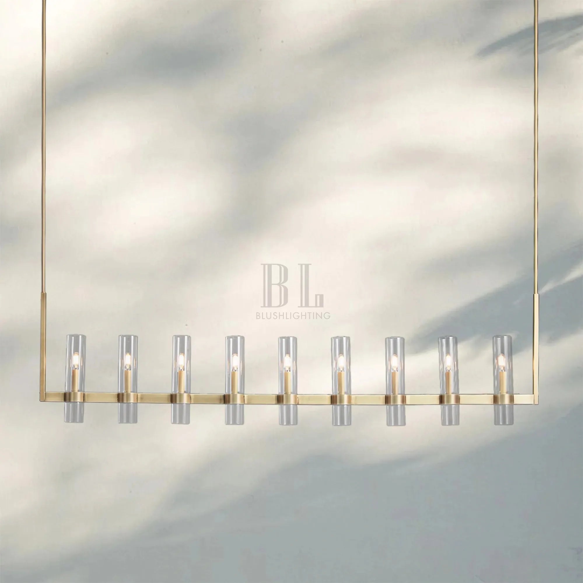 Ravella Glass Linear Chandelier-71''-Brass-