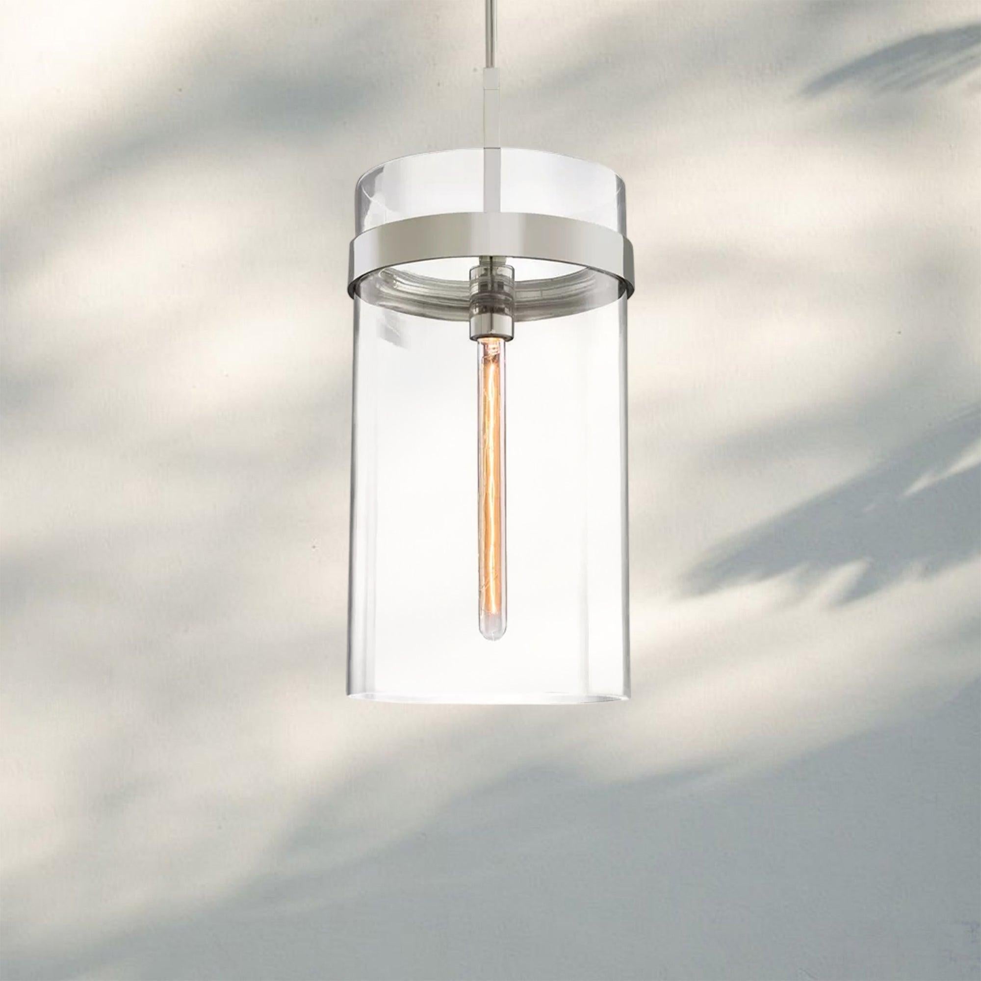 Ravella Modern Blown Glass Pendant Light 8" 10" 12"-10''-Polished Nickel-