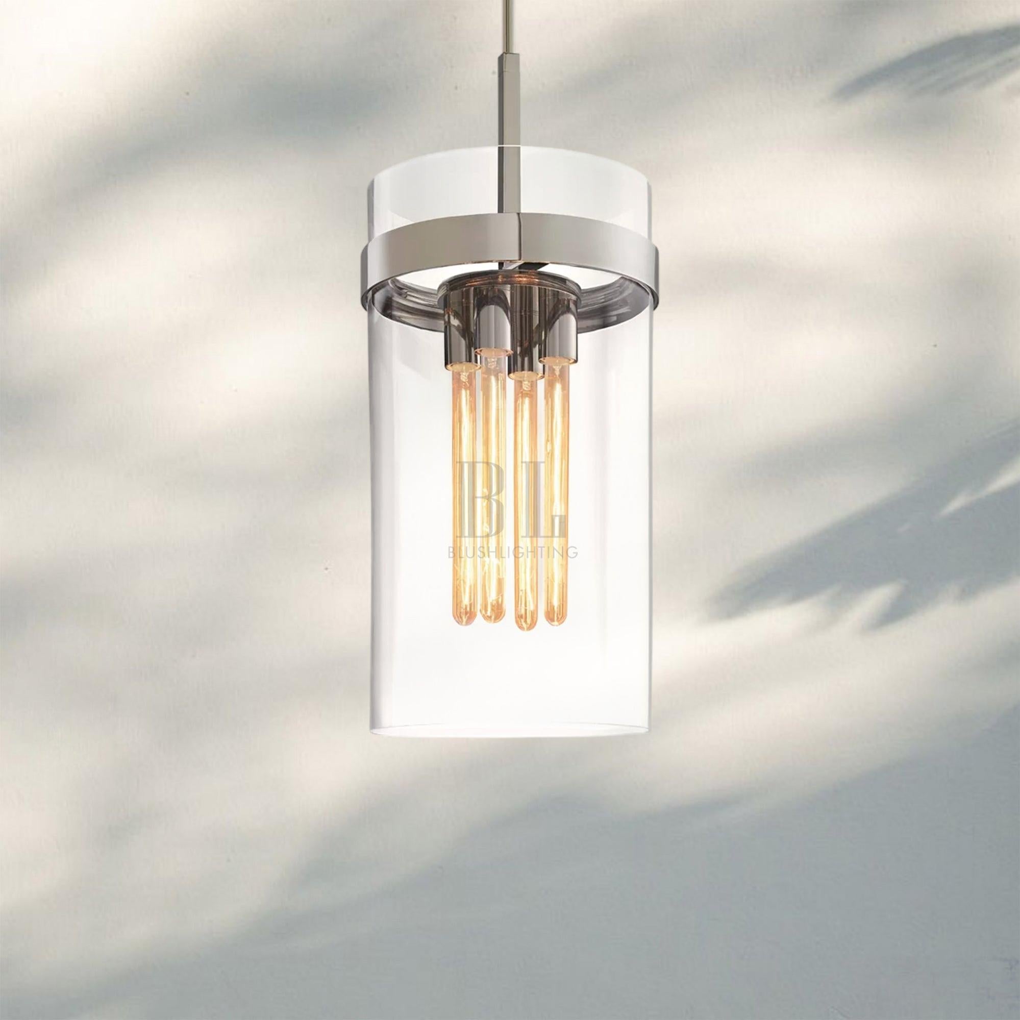 Ravella Modern Blown Glass Pendant Light 8" 10" 12"-12''-Polished Nickel-