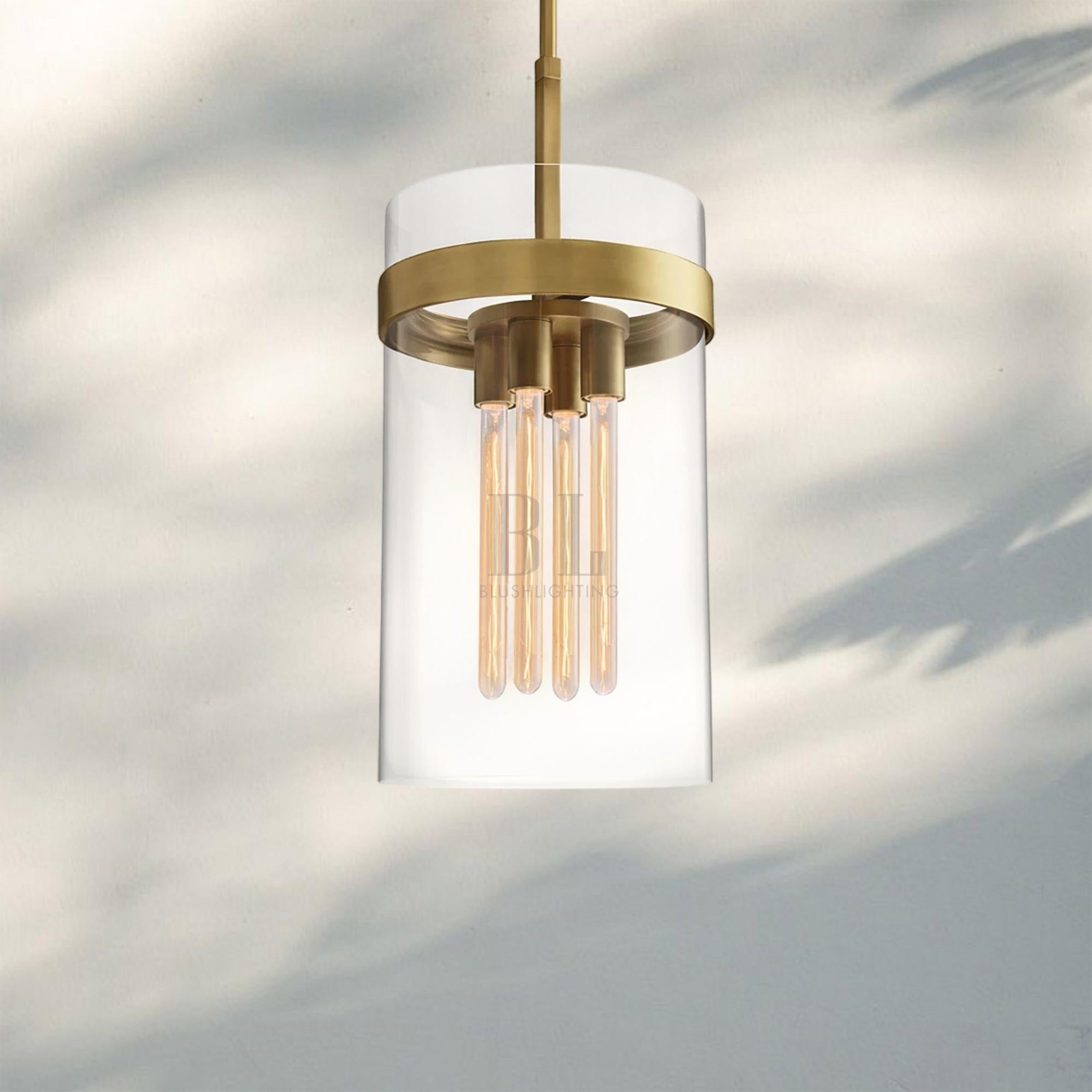 Ravella Modern Blown Glass Pendant Light 8" 10" 12"-12''-Lacquered Burnished Brass-