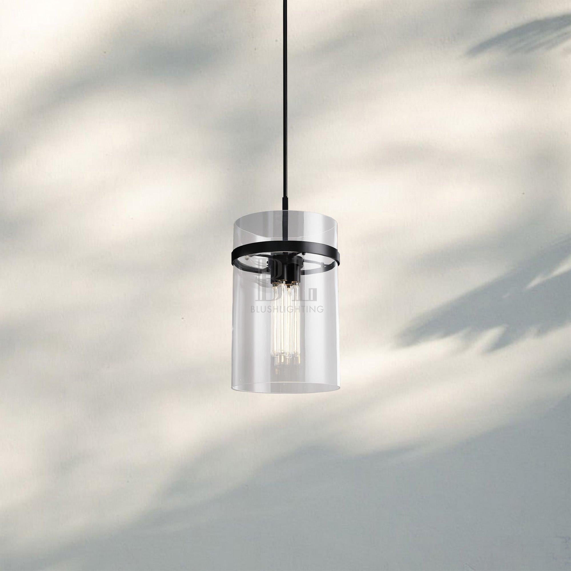 Ravella Modern Blown Glass Pendant Light 8" 10" 12"-8''-Matte Black-