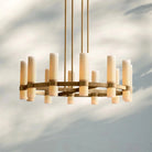 Ravella Round Milk Glass Chandelier 36'' - Blushlighting