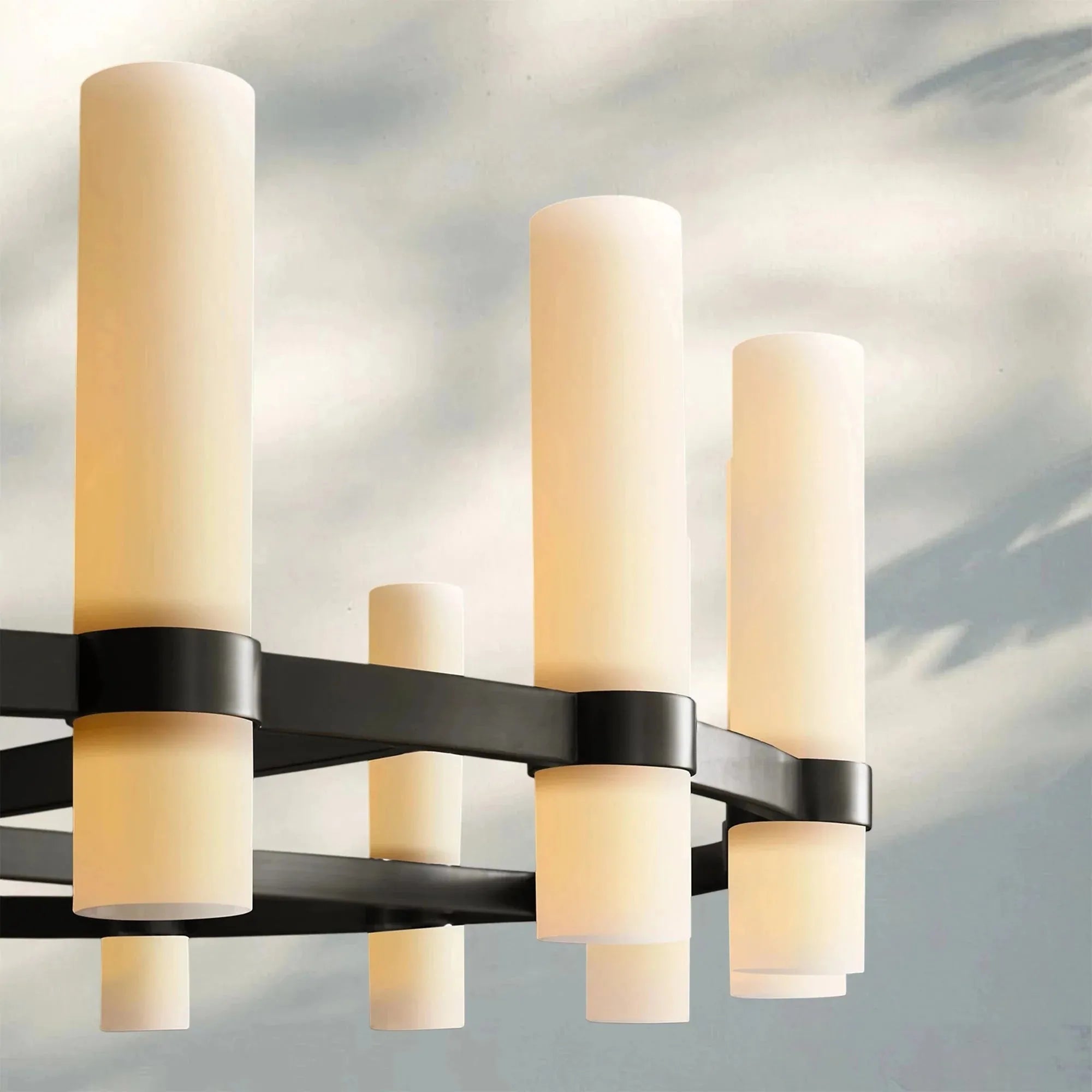 Ravella Round Milk Glass Chandelier 36'' - Blushlighting