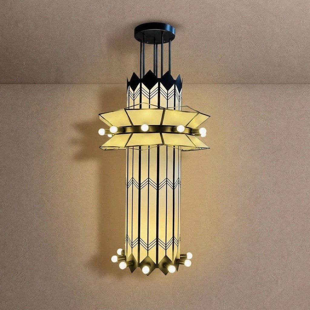 Rayonne Art Deco Chandelier - Ø 35.4″ × H 72″Black & WhiteBlushlighting