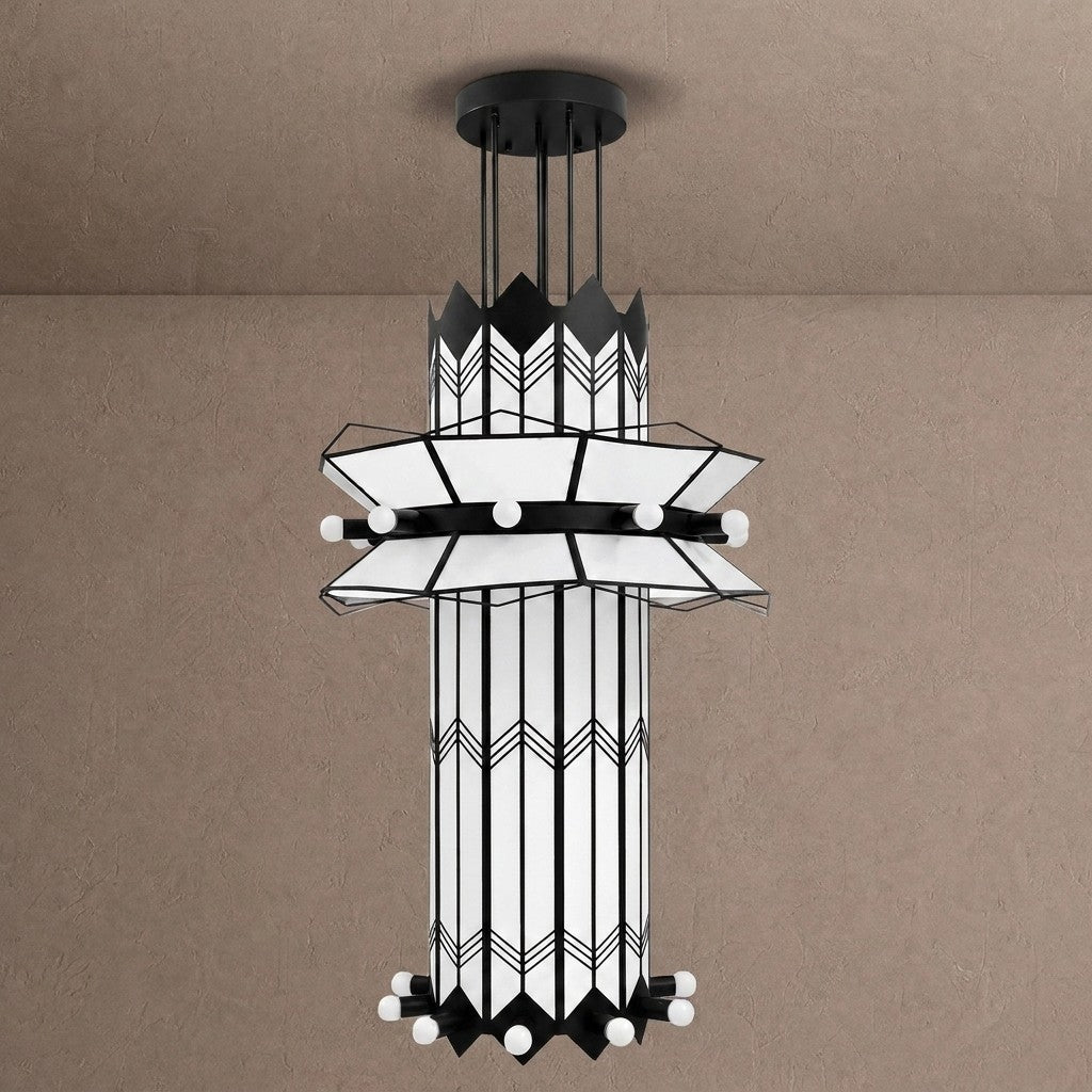Rayonne Art Deco Chandelier - Ø 35.4″ × H 72″Black & WhiteBlushlighting