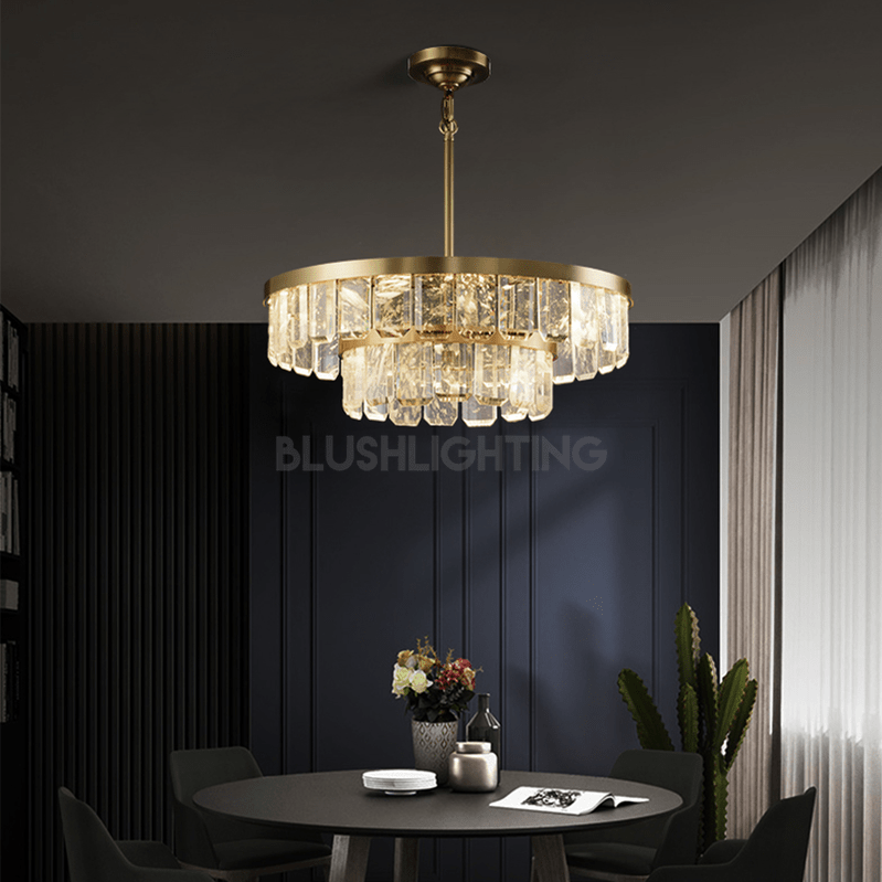 Rebecca Postmodern Double Tier Crystal Chandelier - D 33.46+23.62"*H 8.66"Blushlighting