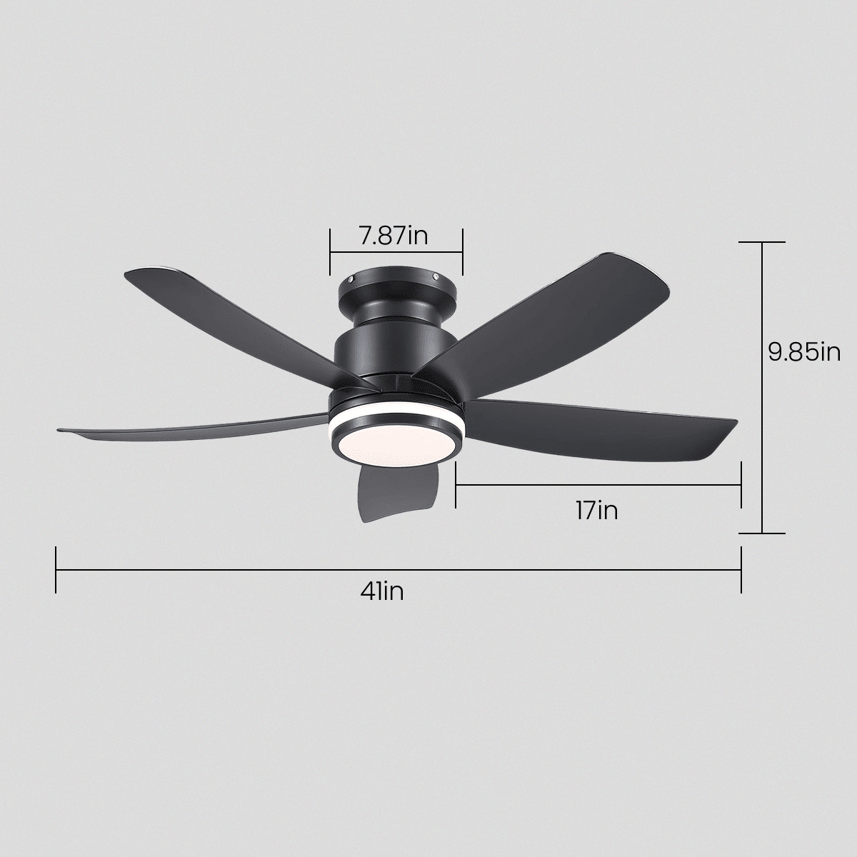 Recessed Remote Control Ceiling Fan Light 41" - BlackBlushlighting