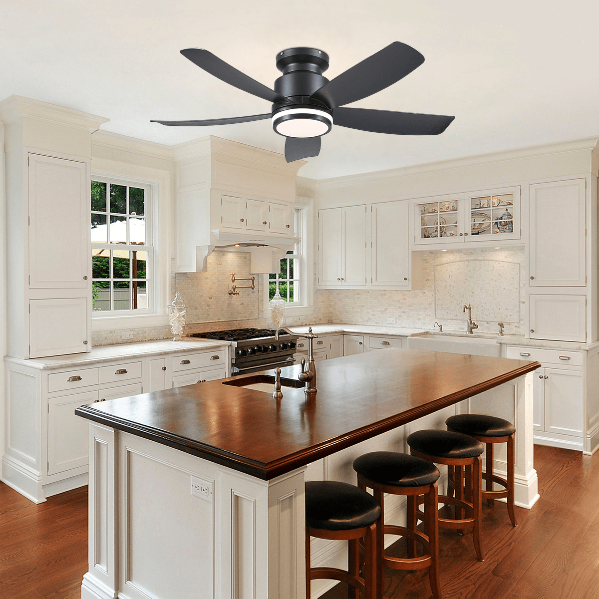 Recessed Remote Control Ceiling Fan Light 41" - BlackBlushlighting