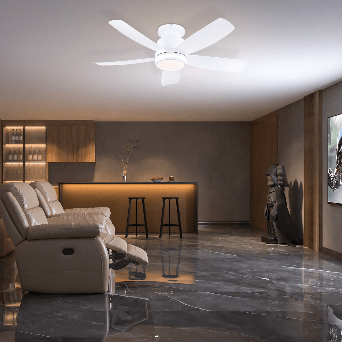 Recessed Remote Control Ceiling Fan Light 41" - WhiteBlushlighting