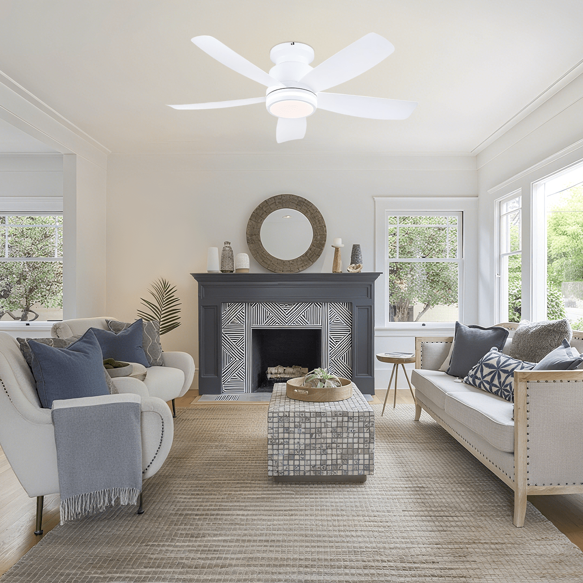 Recessed Remote Control Ceiling Fan Light 41" - WhiteBlushlighting