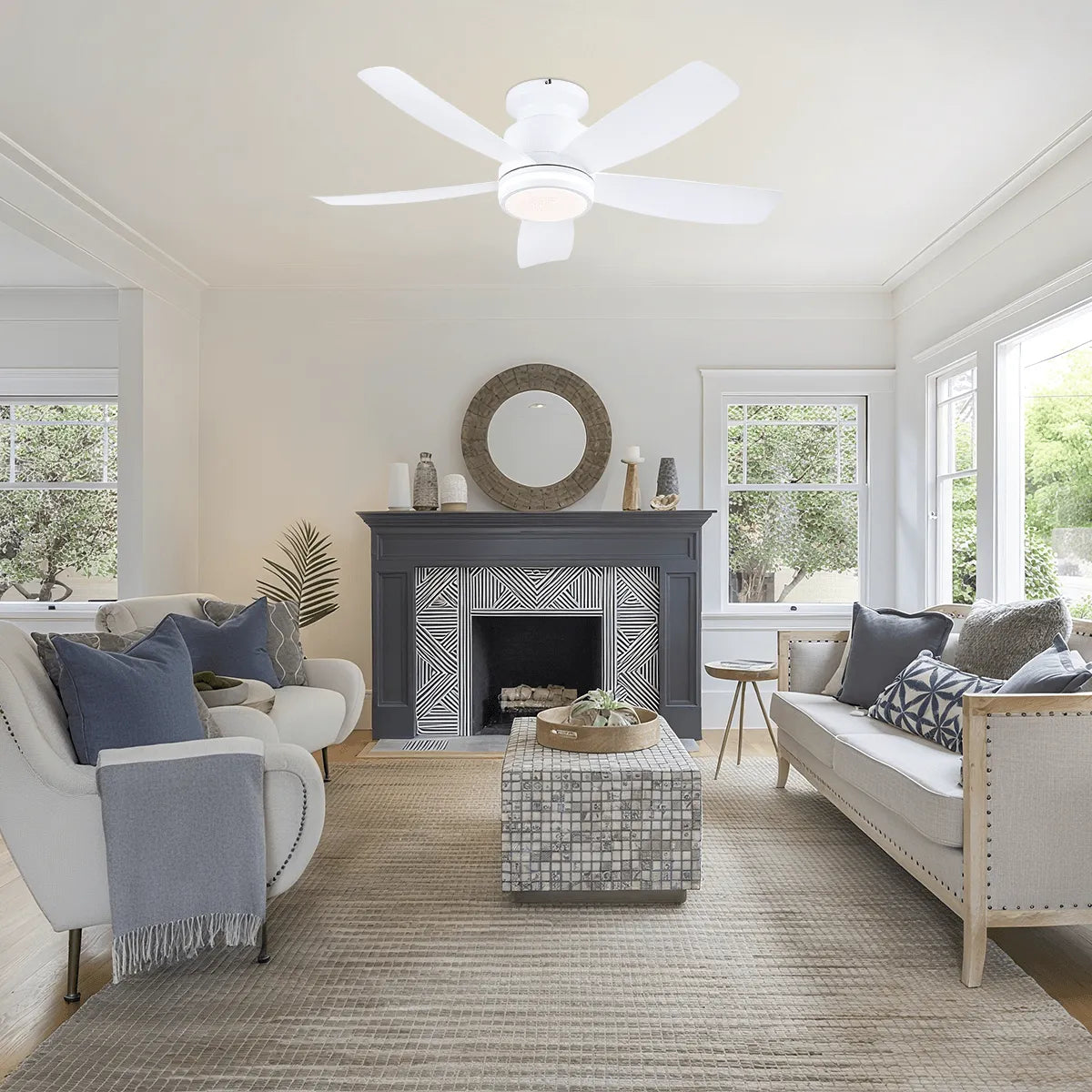 Recessed Remote Control Ceiling Fan Light 41" - Blushlighting