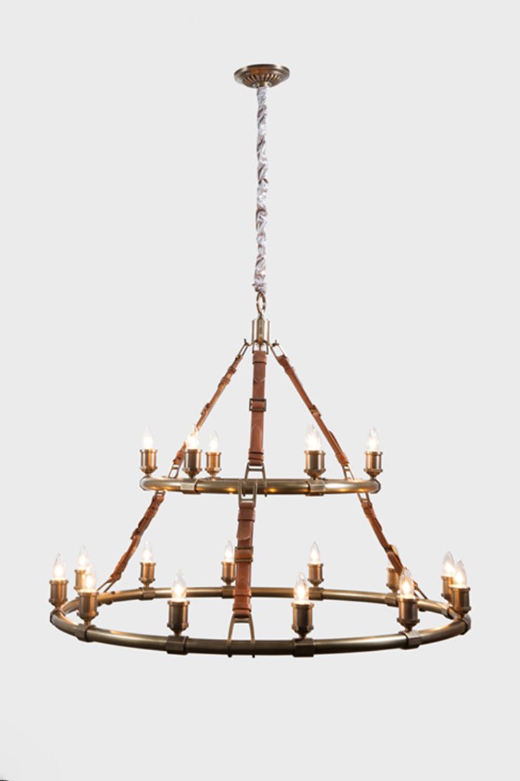 Redford Leather Round Chandelier - 61"Blushlighting