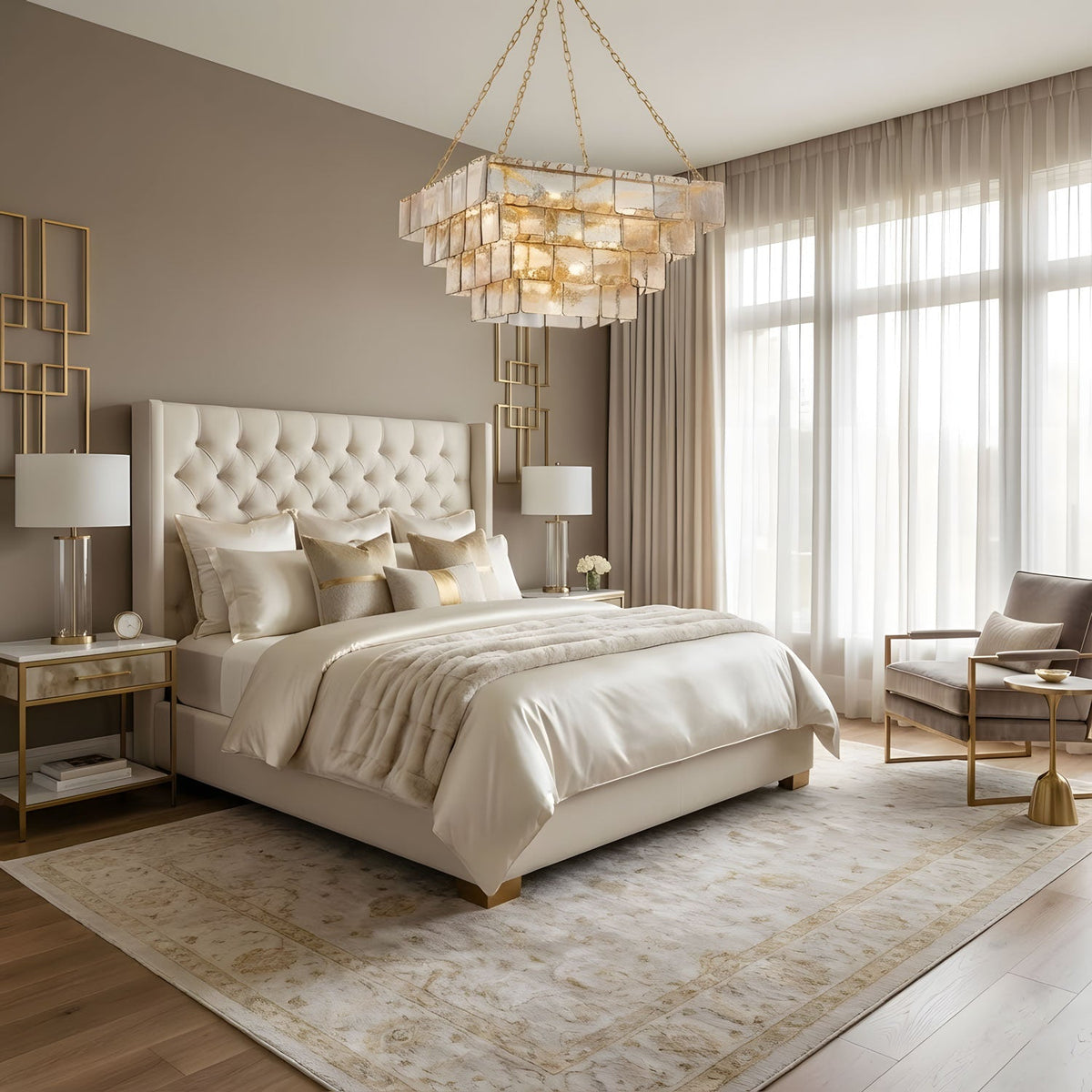 Regal Chain Chandelier - ∅ 36" x H 18"Gold & AmberBlushlighting