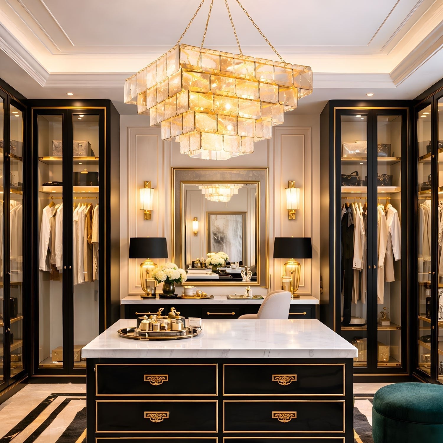 Regal Chain Chandelier - ∅ 36" x H 18"Gold & AmberBlushlighting