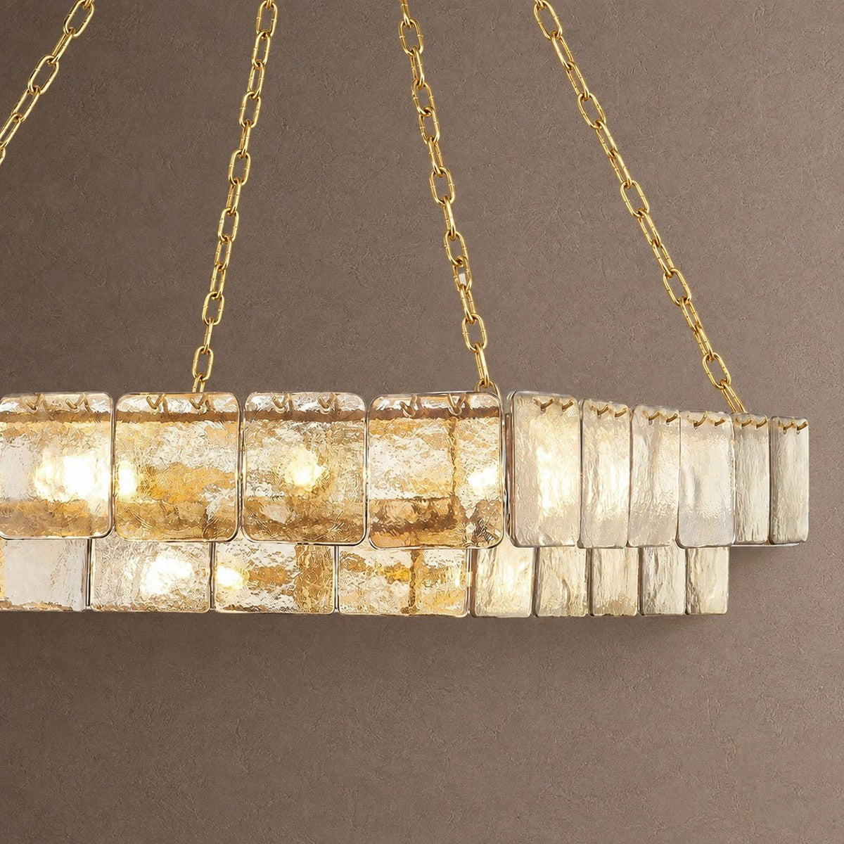Regal Chain Rectangular Chandelier - ∅ 36" x H 18"Gold & AmberBlushlighting
