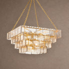 Regal Chain Rectangular Chandelier - ∅ 36" x H 18"Gold & AmberBlushlighting