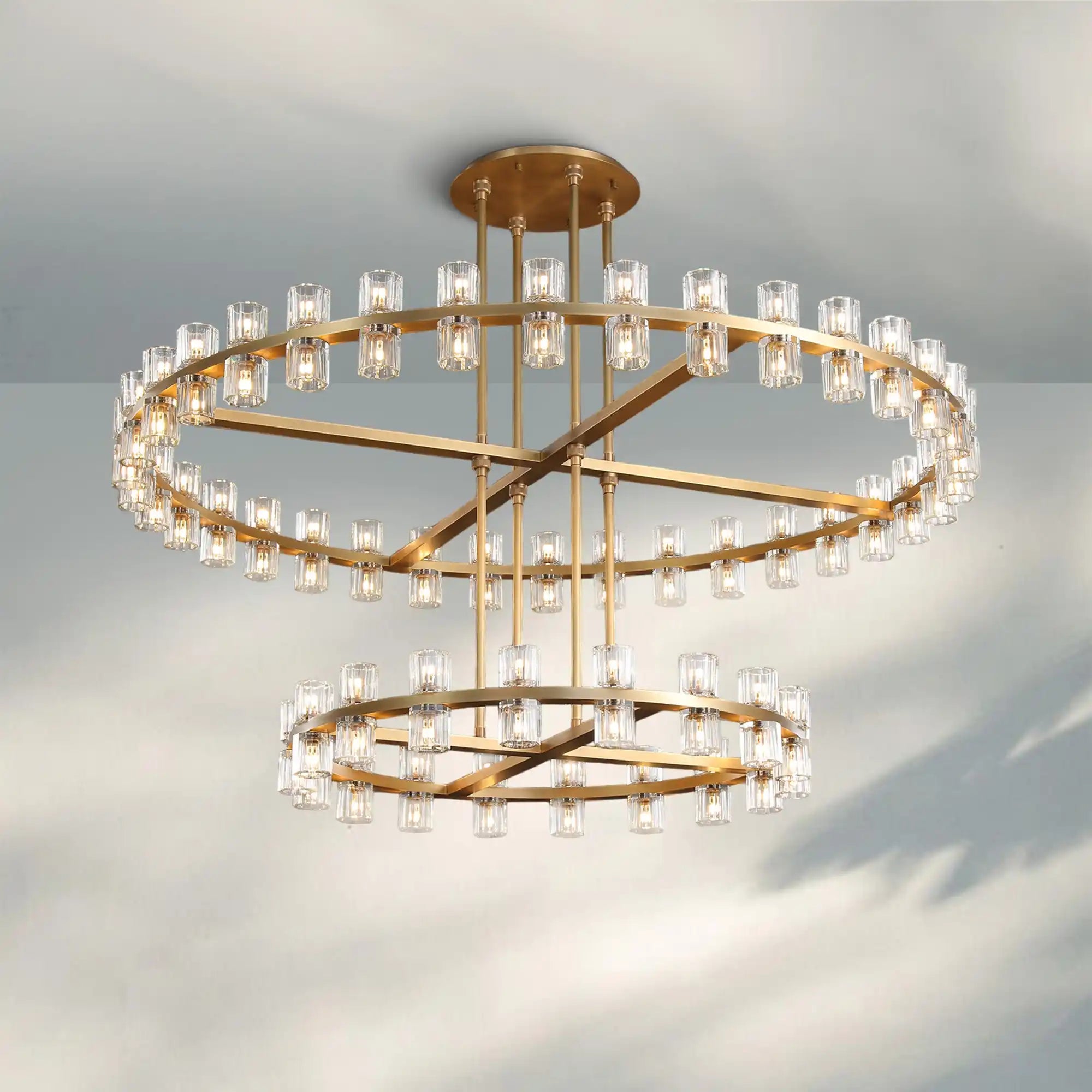 Reger Crystal 2-Tier Round Chandelier 60" for Living Room-Blushlighting-Blushlighting