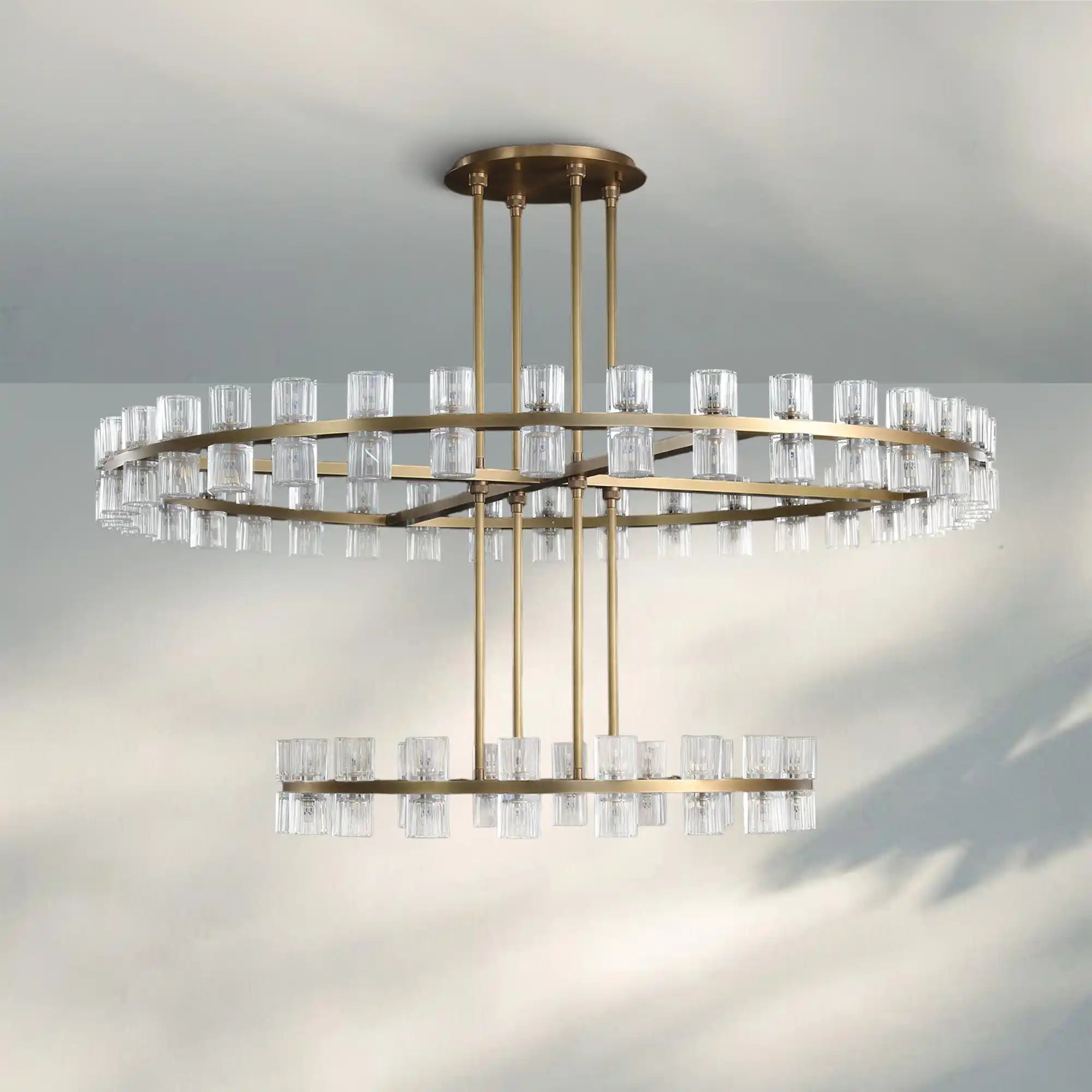 Reger Crystal 2-Tier Round Chandelier 60" for Living Room-Blushlighting-Blushlighting