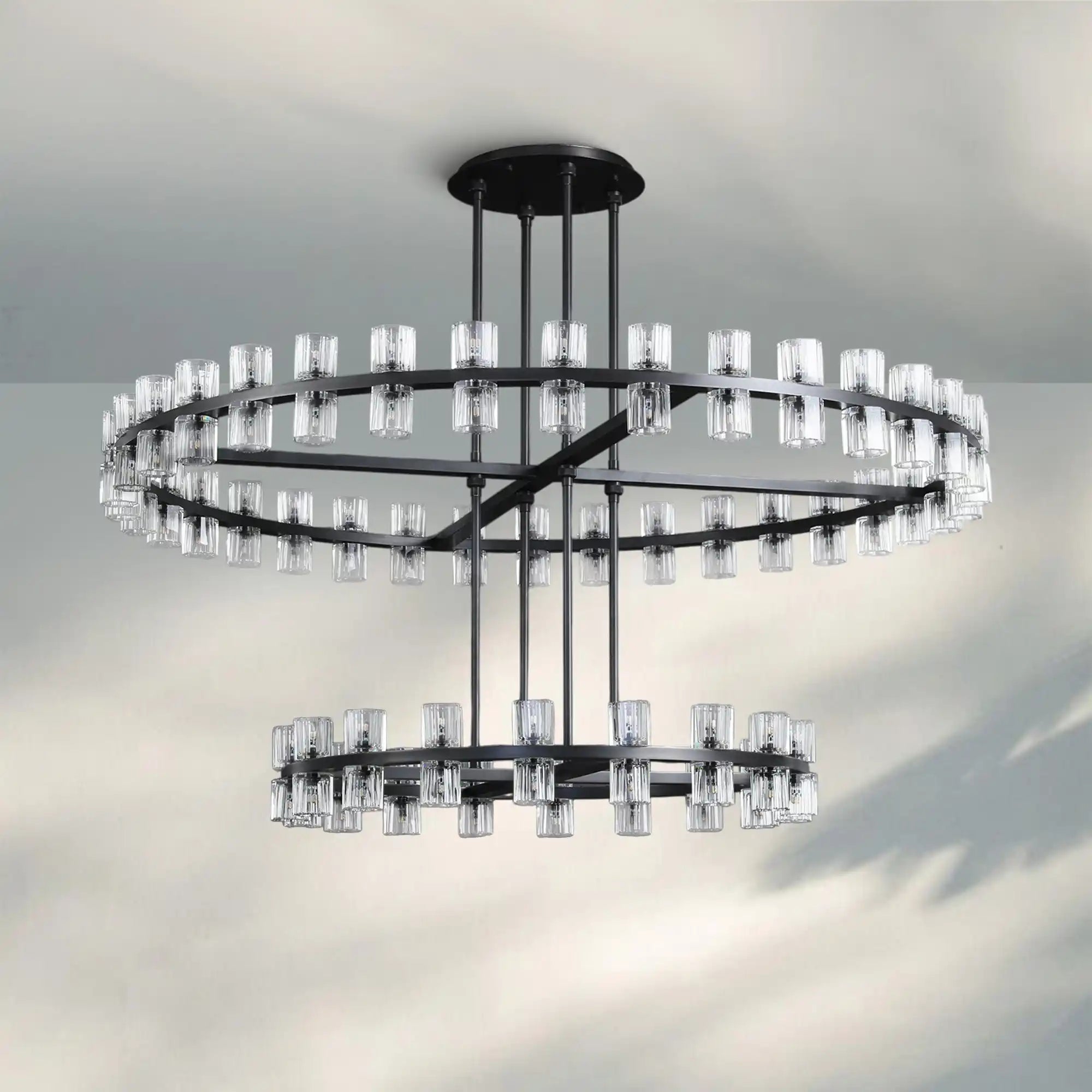 Reger Crystal 2-Tier Round Chandelier 60" for Living Room-Blushlighting-Blushlighting