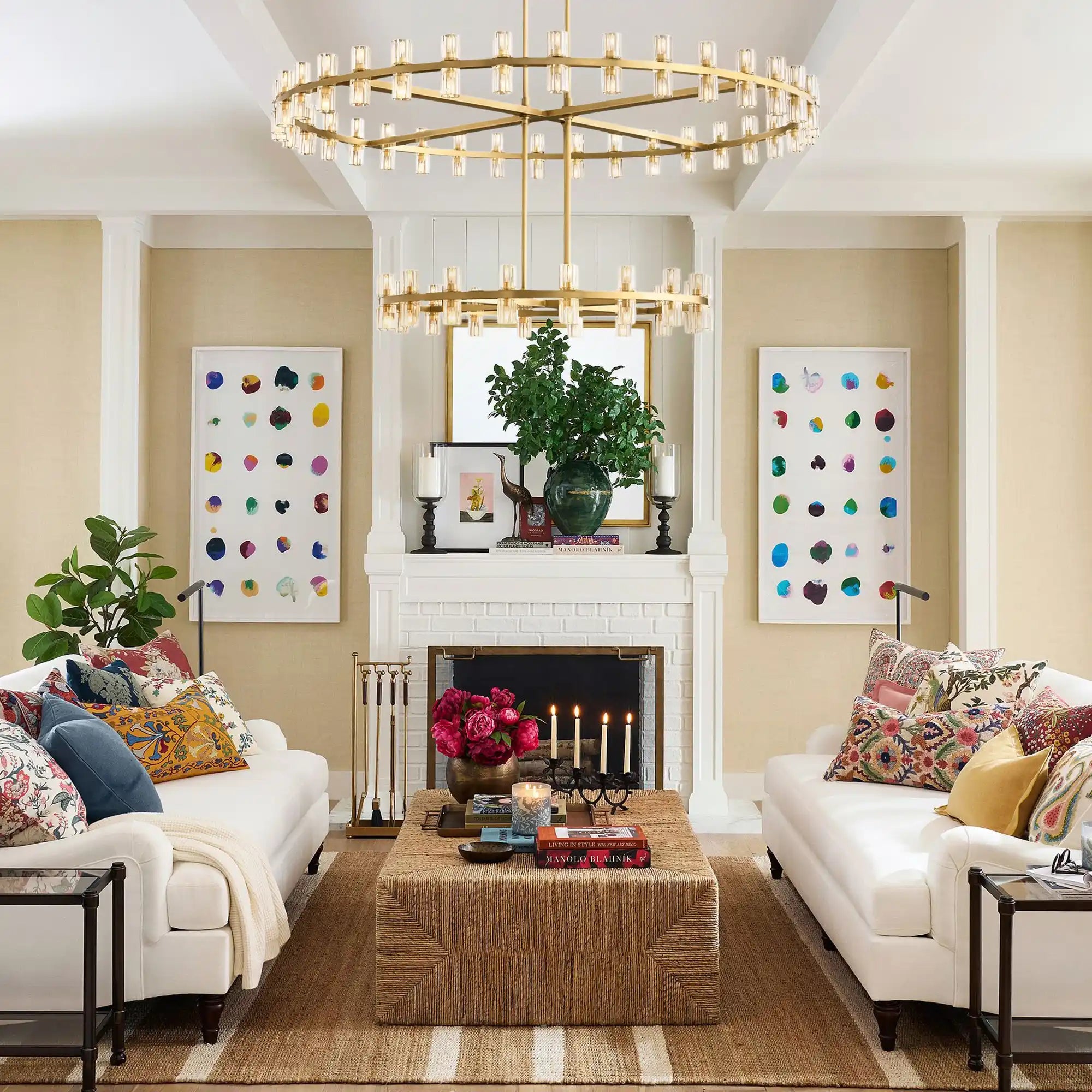 Reger Crystal 2-Tier Round Chandelier 60" for Living Room-Blushlighting-Blushlighting