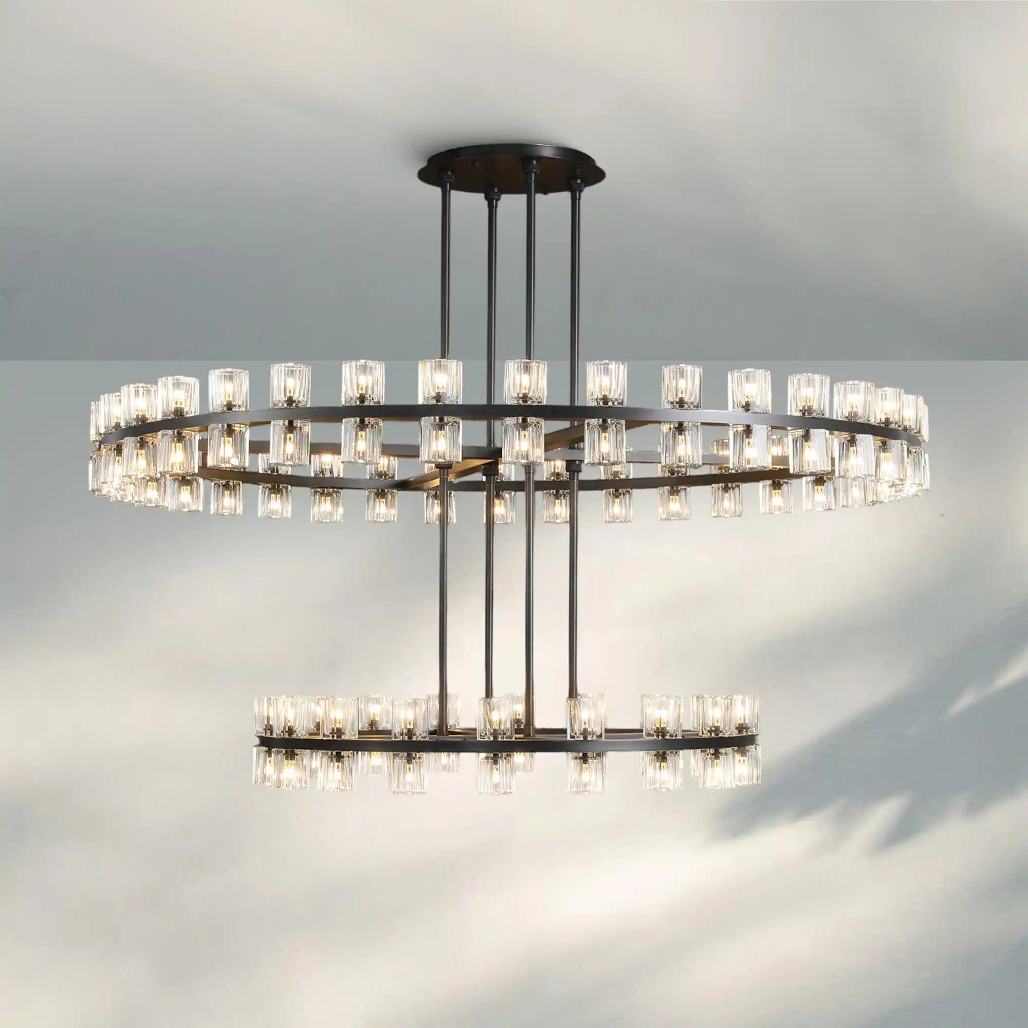Reger Crystal 2-Tier Round Chandelier 60" for Living Room-Blushlighting-Blushlighting