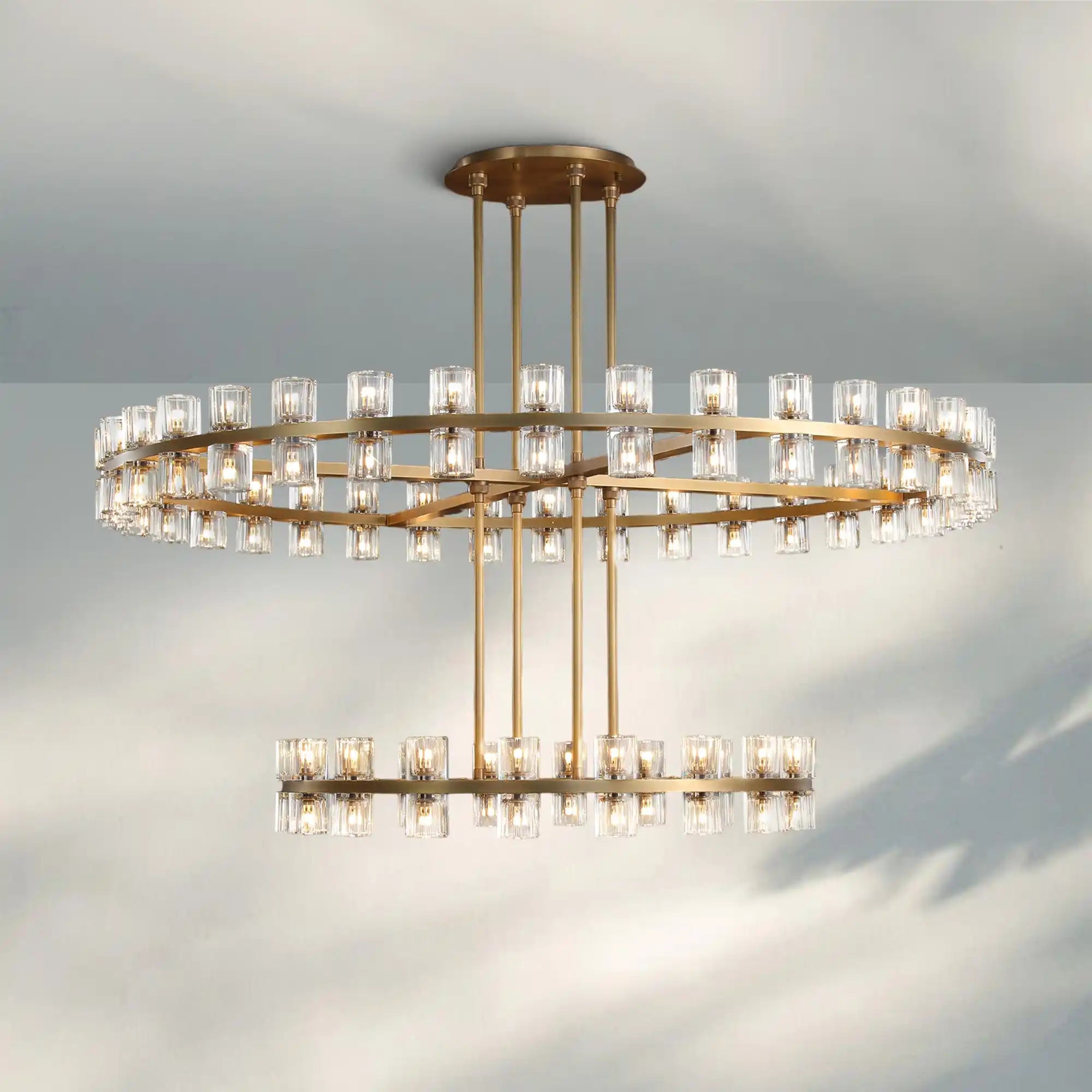 Reger Crystal 2-Tier Round Chandelier 60" for Living Room-Blushlighting-Brass-Blushlighting
