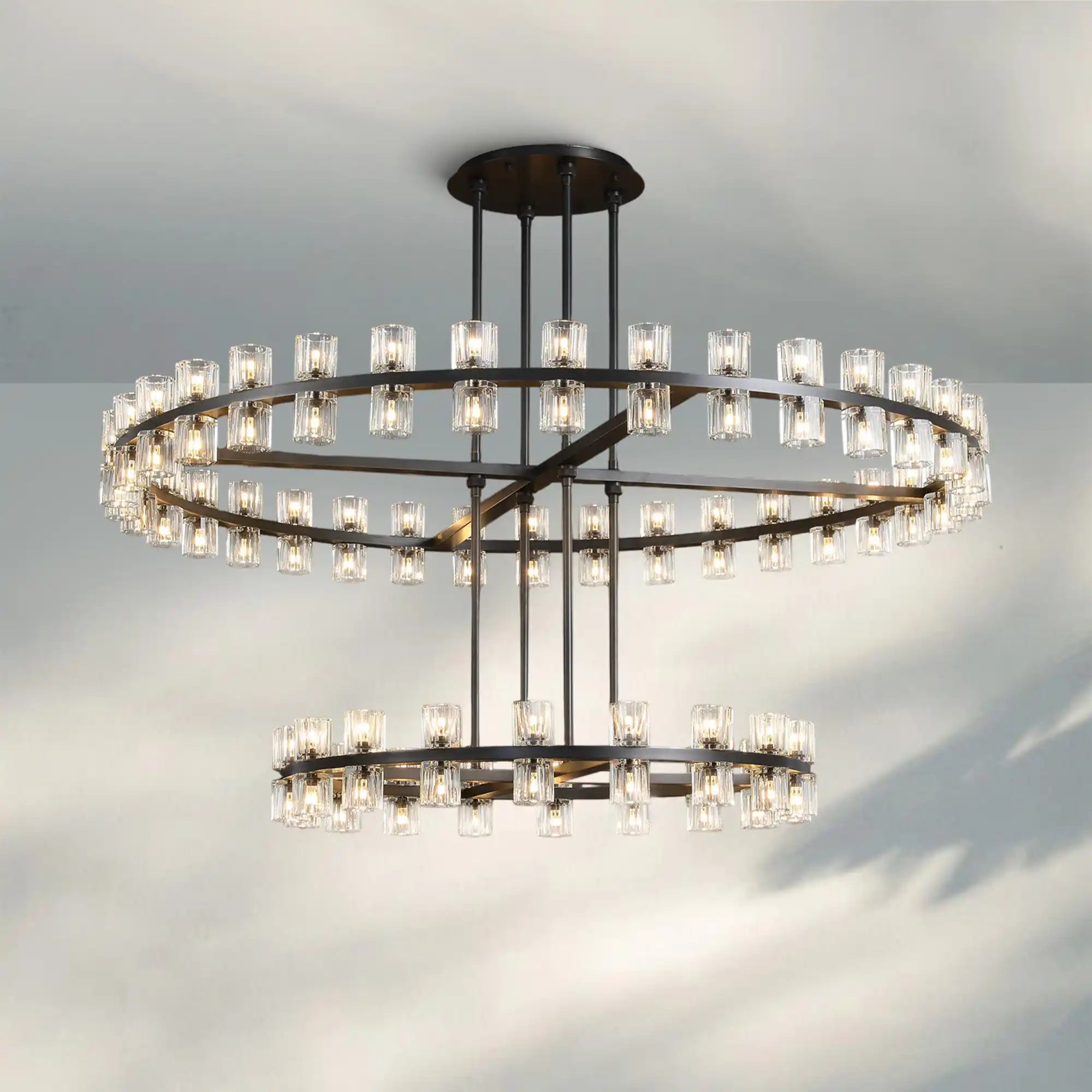 Reger Crystal 2-Tier Round Chandelier 60" for Living Room-Blushlighting-Bronze-Blushlighting
