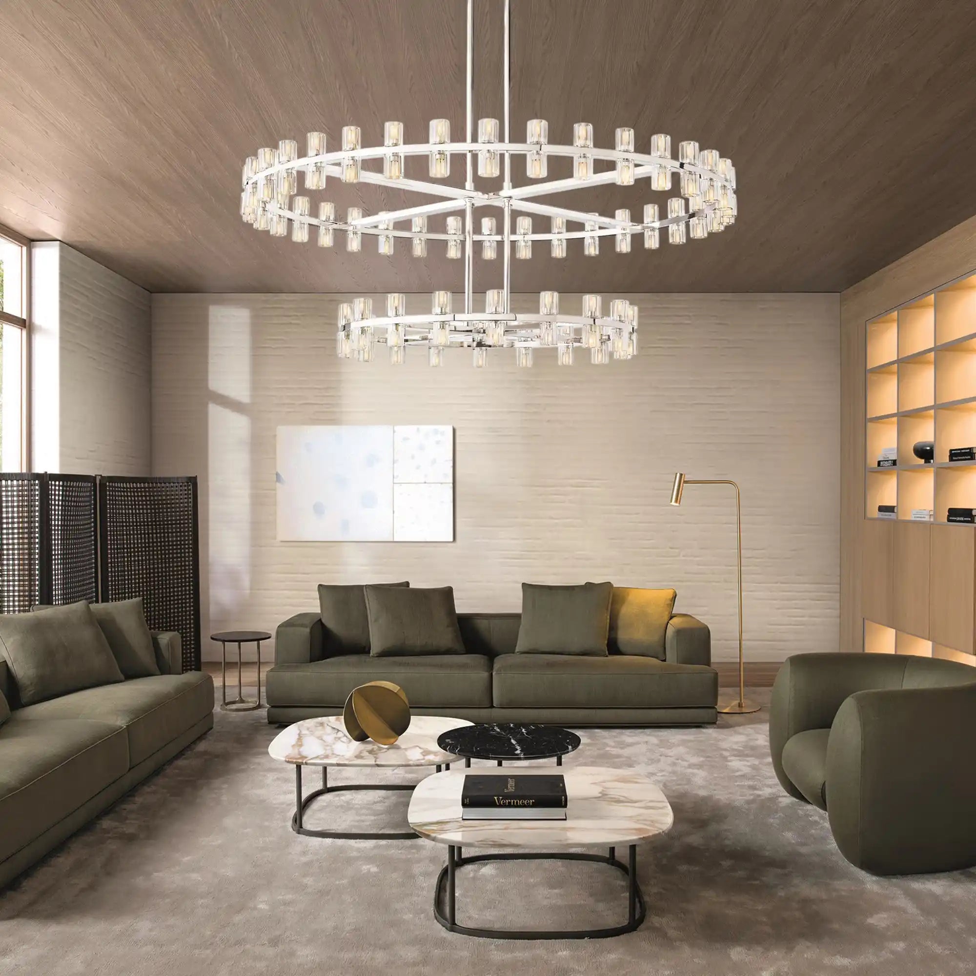 Reger Crystal 2-Tier Round Chandelier 60" for Living Room-Blushlighting-Polished Nickel-Blushlighting