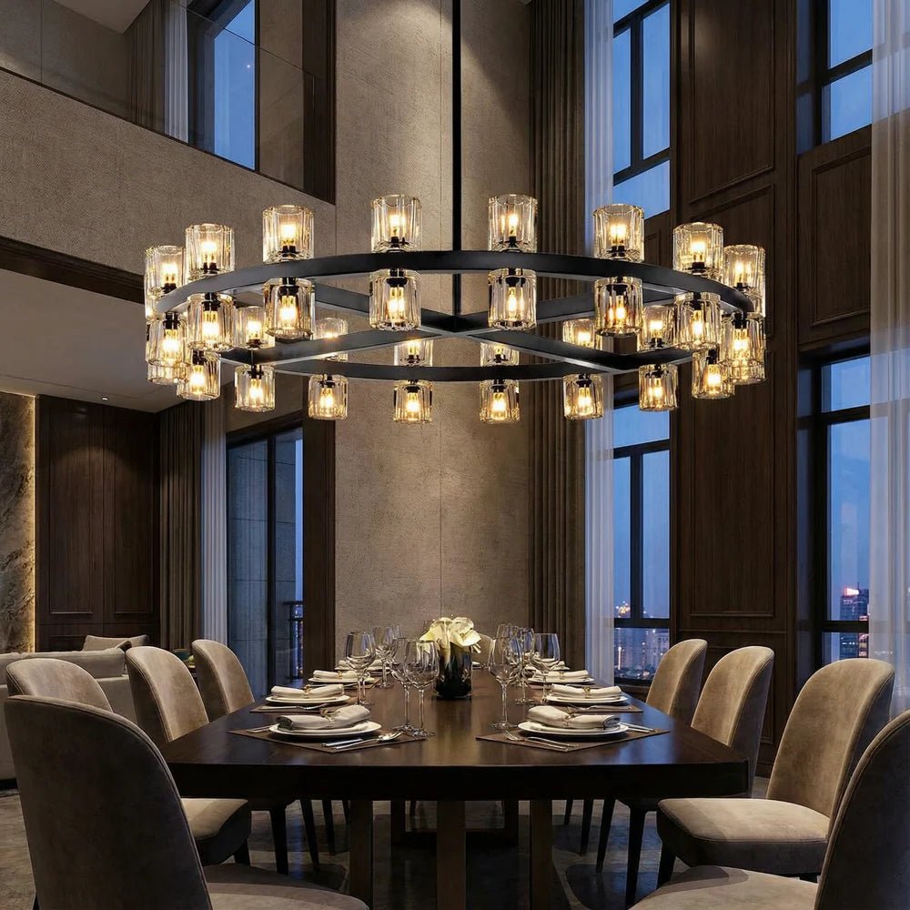 Reger Round Chandelier 36" 48" 60" for Dining Room-chandelier for bedroom,chandelier for dining room,chandelier for stairways,chandelier for foyer,chandelier for bathrooms,chandelier for living room-Blushlighting-Blushlighting