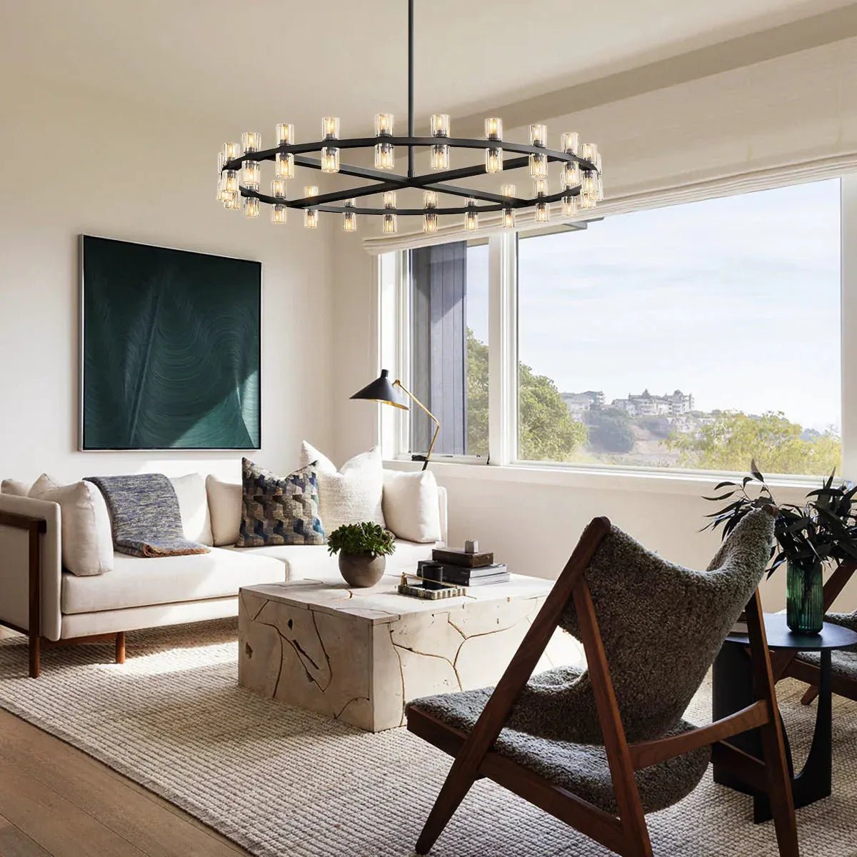 Reger Round Chandelier 36" 48" 60" for Dining Room-chandelier for bedroom,chandelier for dining room,chandelier for stairways,chandelier for foyer,chandelier for bathrooms,chandelier for living room-Blushlighting-36''-Bronze-Blushlighting