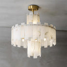 Regina Alabaster Round Chandelier - 23.6" x H 26.7" / Dia 60cm x H 68cmBrass & White AlabasterBlushlighting