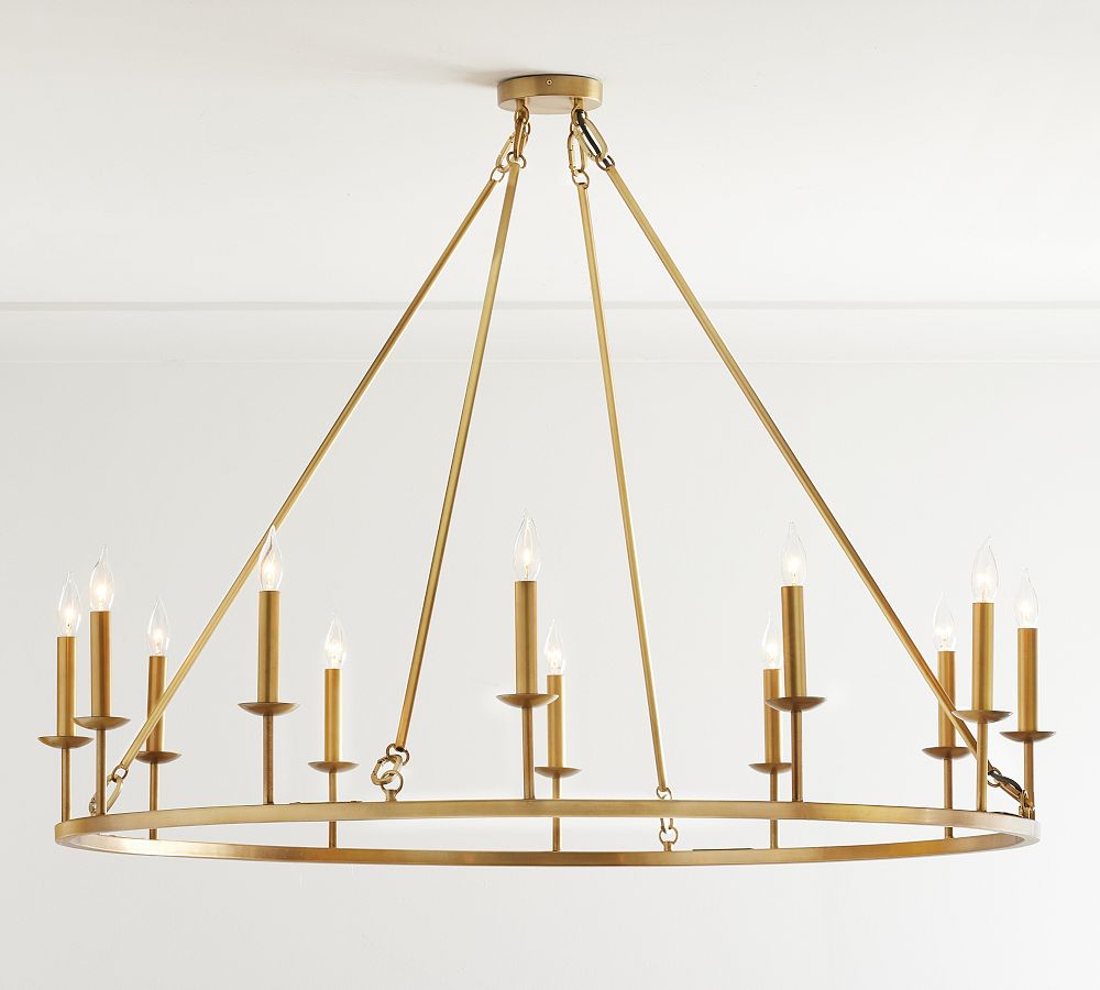 Remington Iron Round Ceiling - Mounted Chandelier (50") - BrassBlushlighting