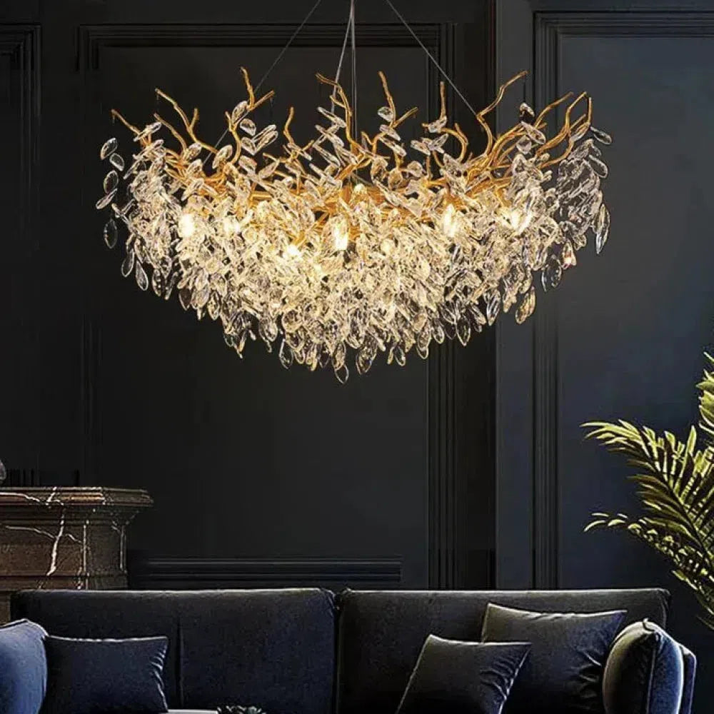 Renata Polyhedral Crystal Branch Chandelier-Branch chandelier-Blushlighting