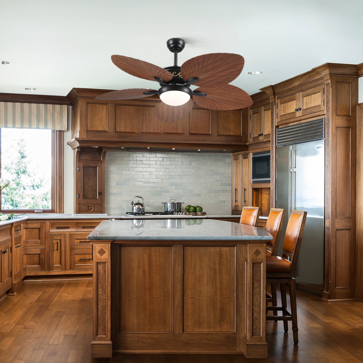 Retro Banana Leaf Shaped Blade Ceiling Fan Lamp 52" - Blushlighting