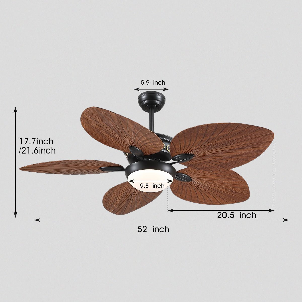 Retro Banana Leaf Shaped Blade Ceiling Fan Lamp 52" - Blushlighting