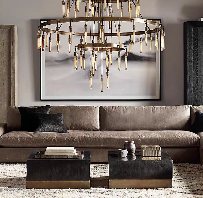Retro - Inspired Metal Pendant Light Chandelier for Living Room/Bedroom/Staircase/Villa - D39.4"*H47.2"BlackWarm LightBlushlighting
