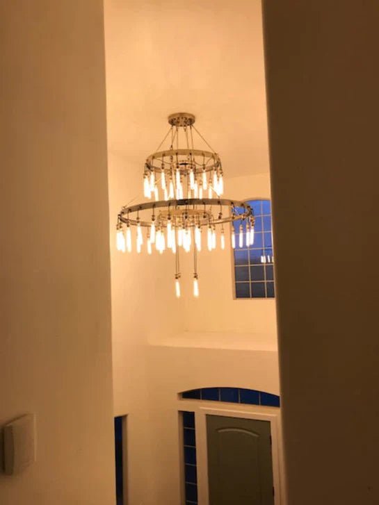Retro - Inspired Metal Pendant Light Chandelier for Living Room/Bedroom/Staircase/Villa - D39.4"*H47.2"BronzeWarm LightBlushlighting