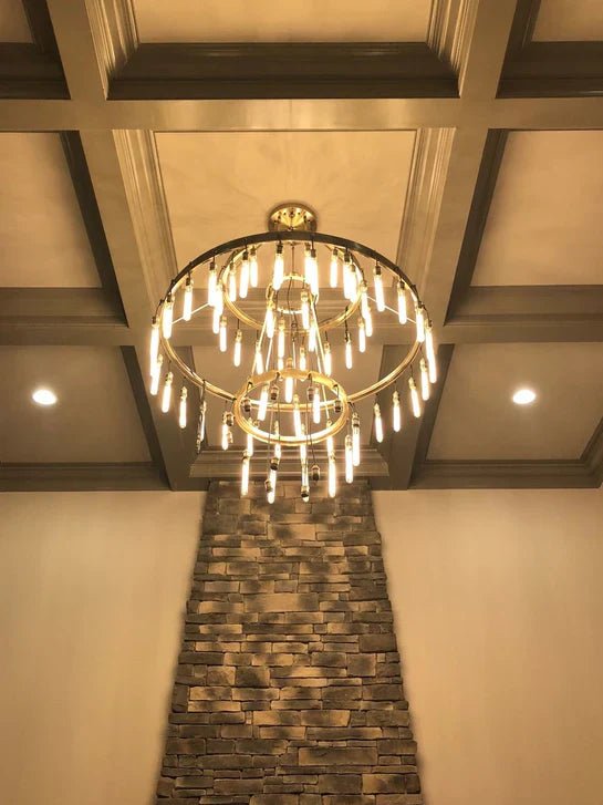 Retro - Inspired Metal Pendant Light Chandelier for Living Room/Bedroom/Staircase/Villa - D39.4"*H47.2"BronzeWarm LightBlushlighting