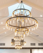 Retro - Inspired Metal Pendant Light Chandelier for Living Room/Bedroom/Staircase/Villa - D39.4"*H47.2"BlackWarm LightBlushlighting
