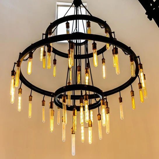 Retro - Inspired Metal Pendant Light Chandelier for Living Room/Bedroom/Staircase/Villa - D70.9"*H78.7"BronzeWarm LightBlushlighting