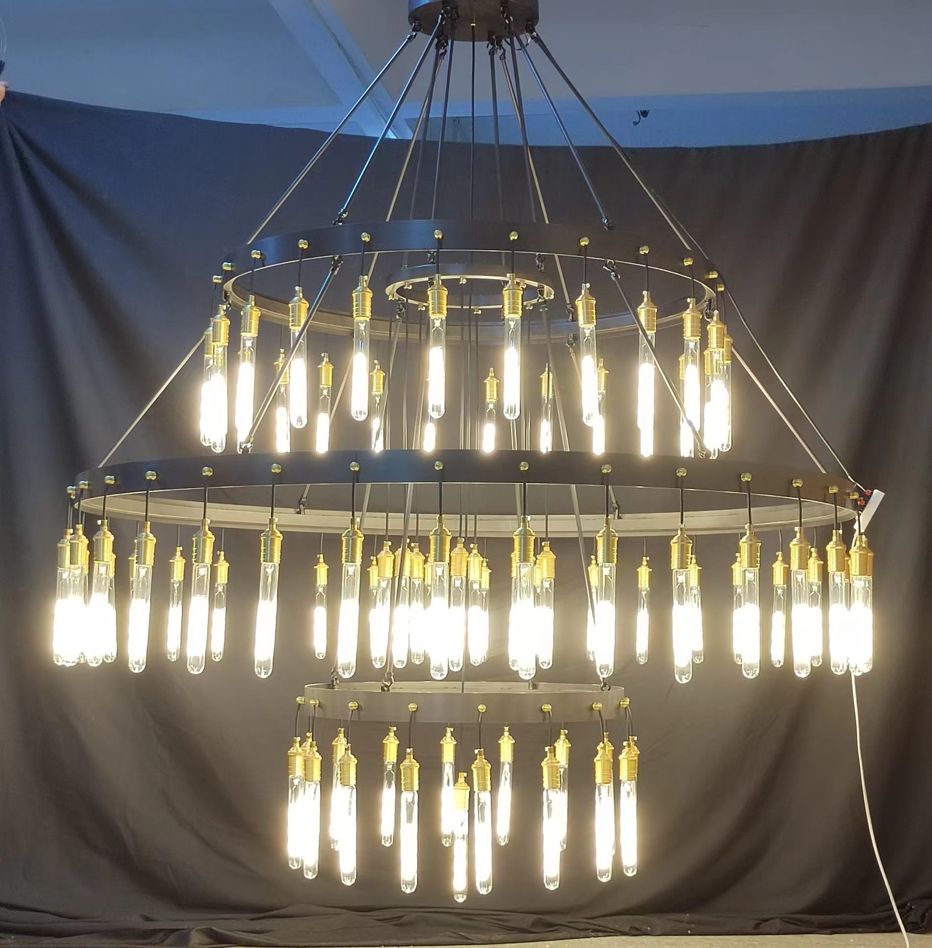 Retro - Inspired Metal Pendant Light Chandelier for Living Room/Bedroom/Staircase/Villa - D39.4"*H47.2"BronzeWarm LightBlushlighting