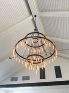 Retro - Inspired Metal Pendant Light Chandelier for Living Room/Bedroom/Staircase/Villa - D39.4"*H47.2"BlackWarm LightBlushlighting
