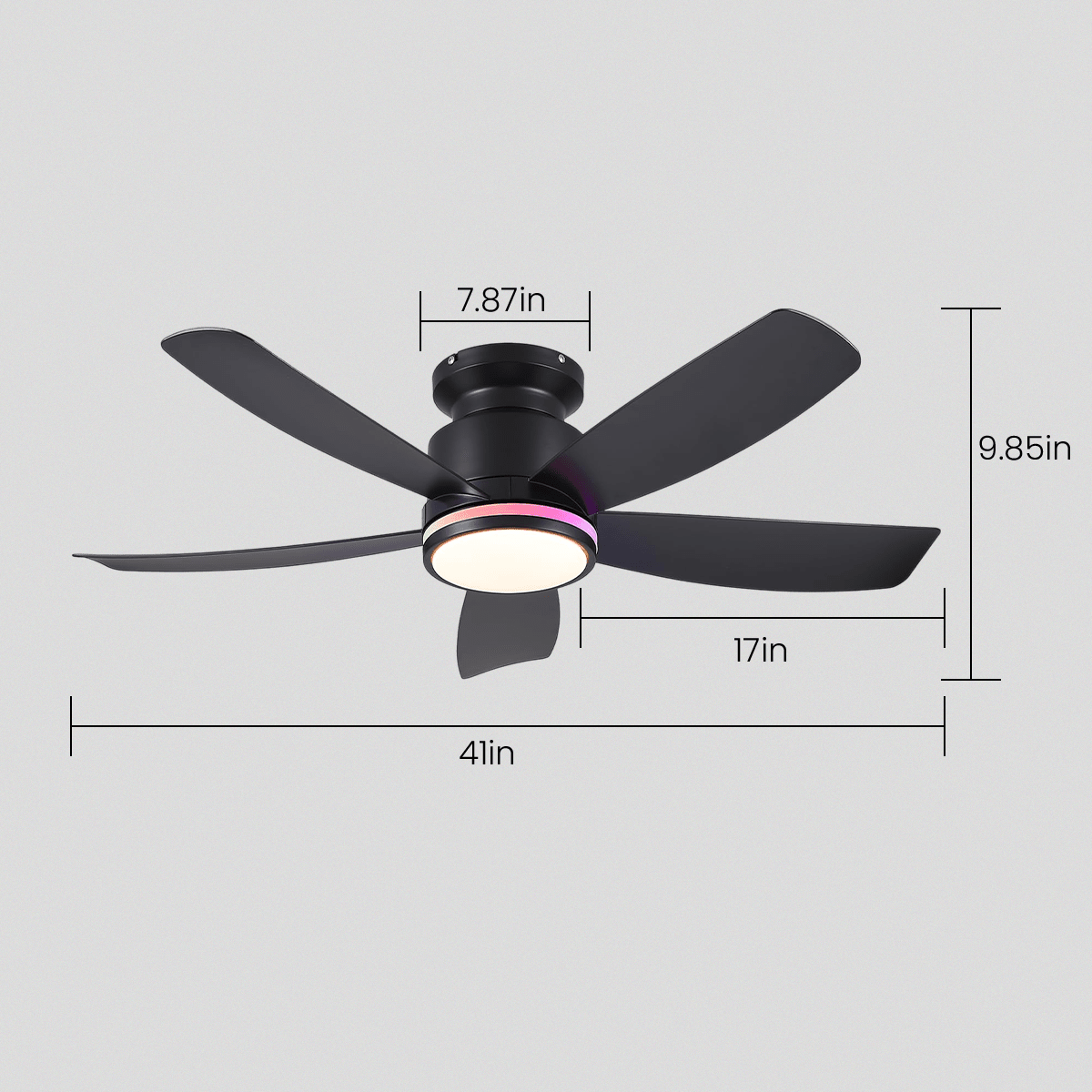 RGB Recessed remote control ceiling fan light 41" - Blushlighting