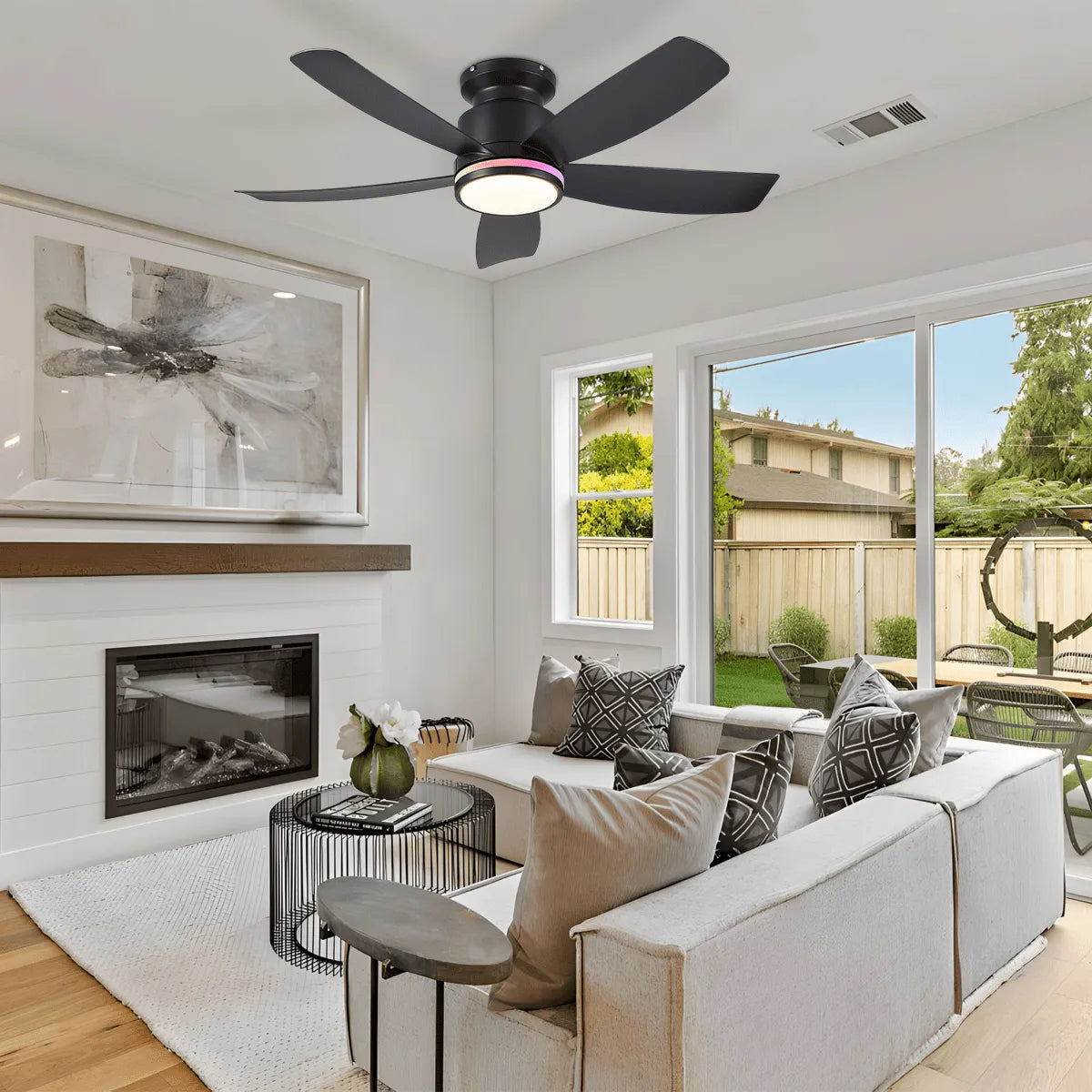 RGB Recessed remote control ceiling fan light 41" - Blushlighting